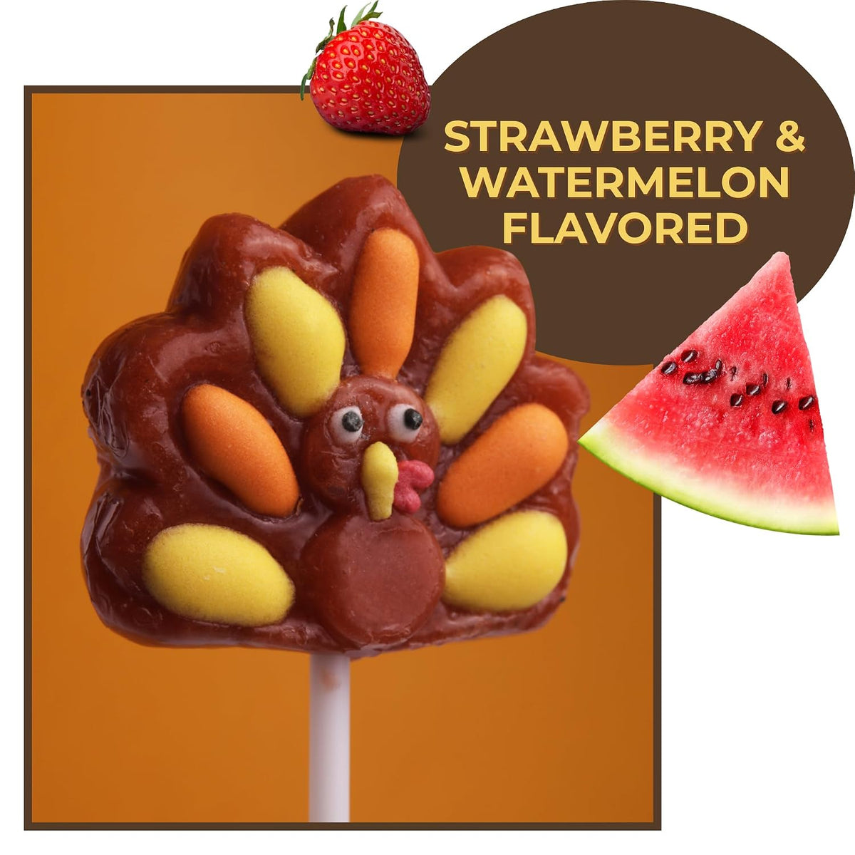 Turkey Lollipops, Individually Wrapped Thanksgiving Candy, 24 Count