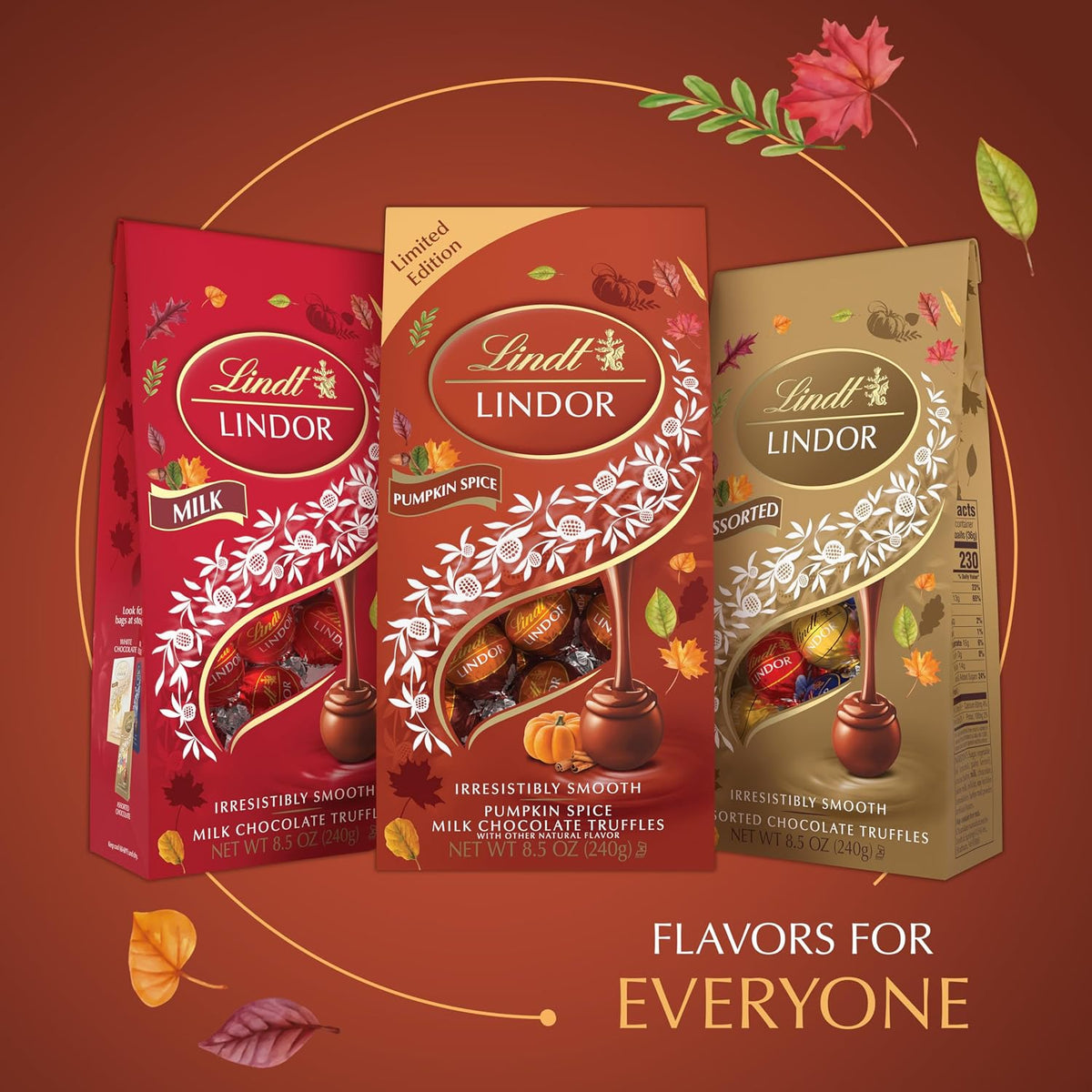 Lindt LINDOR Fall Pumpkin Spice Milk Chocolate Candy Truffles, 8.5 Oz. Bag