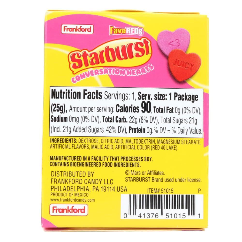 Starbursts Conversation Hearts, Classic Valentine's Day Candy (Pack of 4)