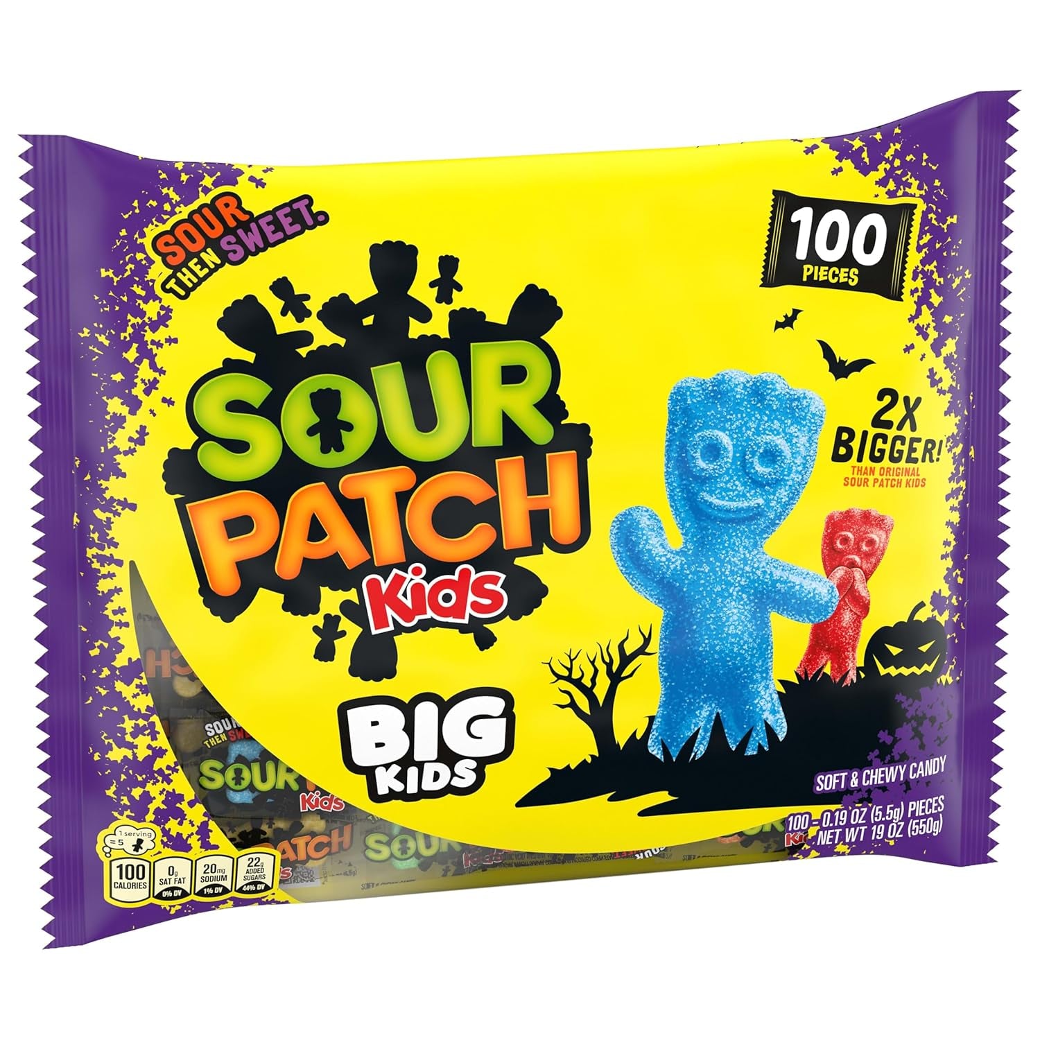 SOUR PATCH KIDS Big Kids Soft & Chewy Gummy Halloween Candy, 100 Ct