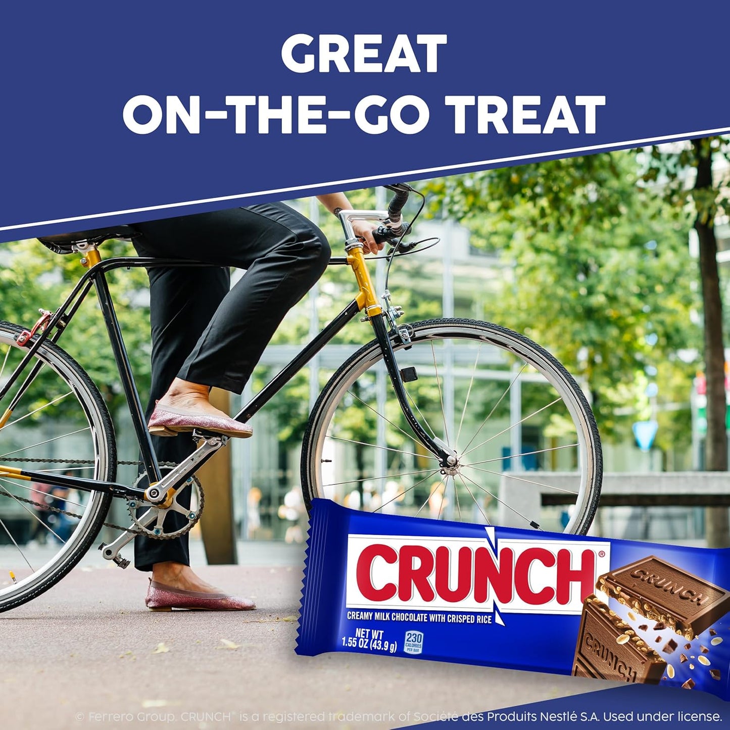 CRUNCH Full-Size Candy Bar, Creamy Milk Chocolate with Crunchy Crisped Rice, 36 Individually Wrapped Bars