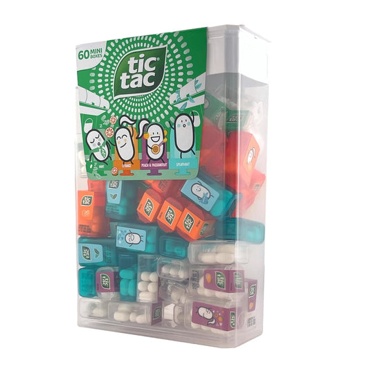 TIC TAC Box with 60 Mini Boxes (Mint, Orange, Spearmint, Peach and Passion Fruit) 234G by Tic Tac