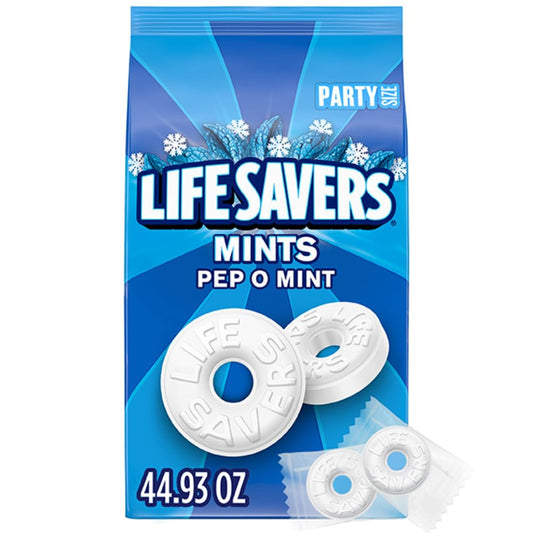 LIFESAVERS Pep-O-Mint Peppermint Hard Candy, Breath Refreshing Mint Candy, 2.8 Lb Bag
