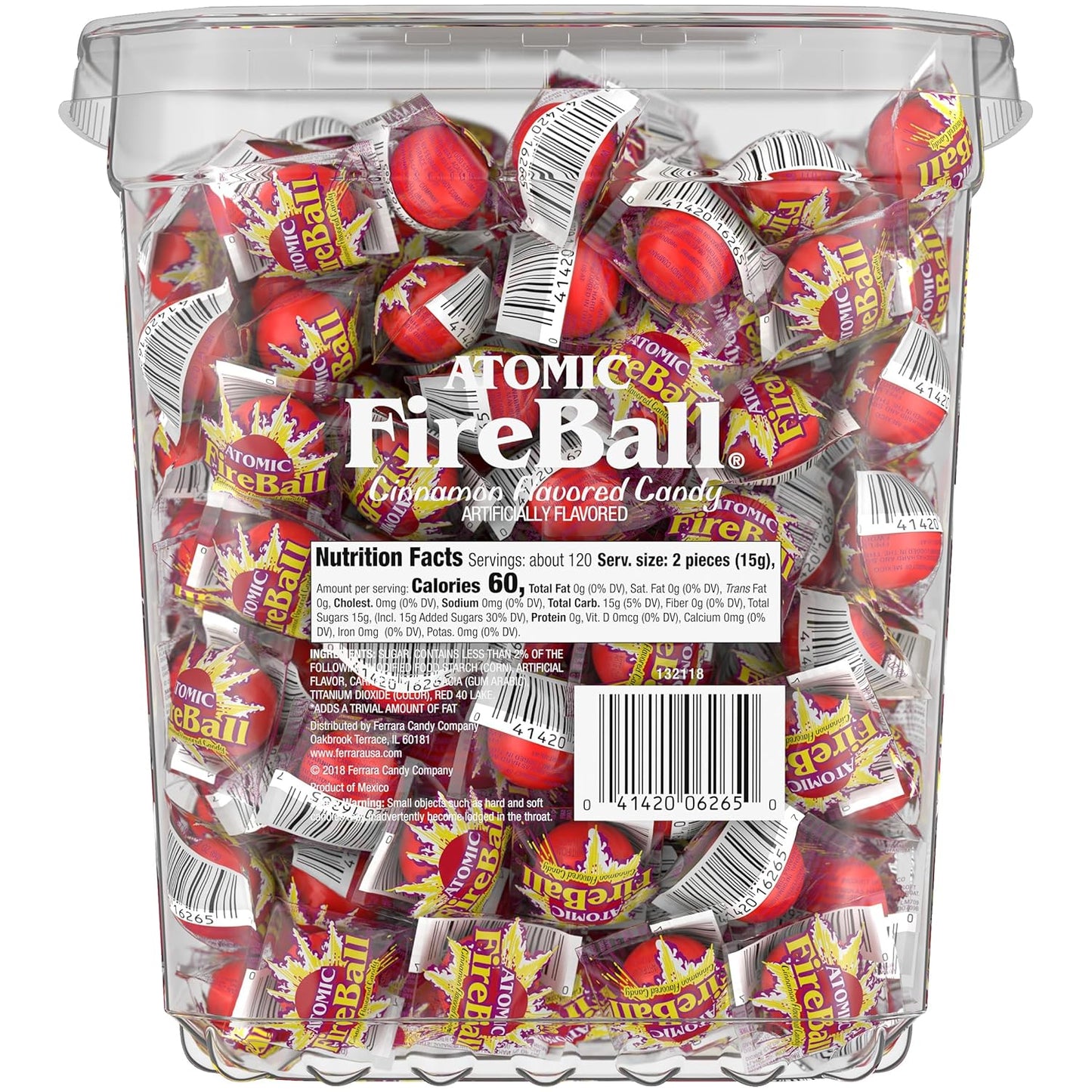 Wonka Atomic Fireball, Candy, Cinnamon Flavor, Individually Wrapped