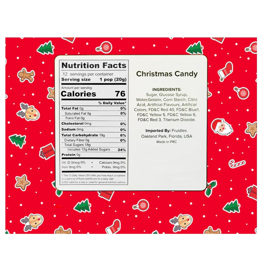 Fruidles Christmas Snowflake Candy Lollipop, Fruit-Flavored Chewables Party Favors 12-Pack