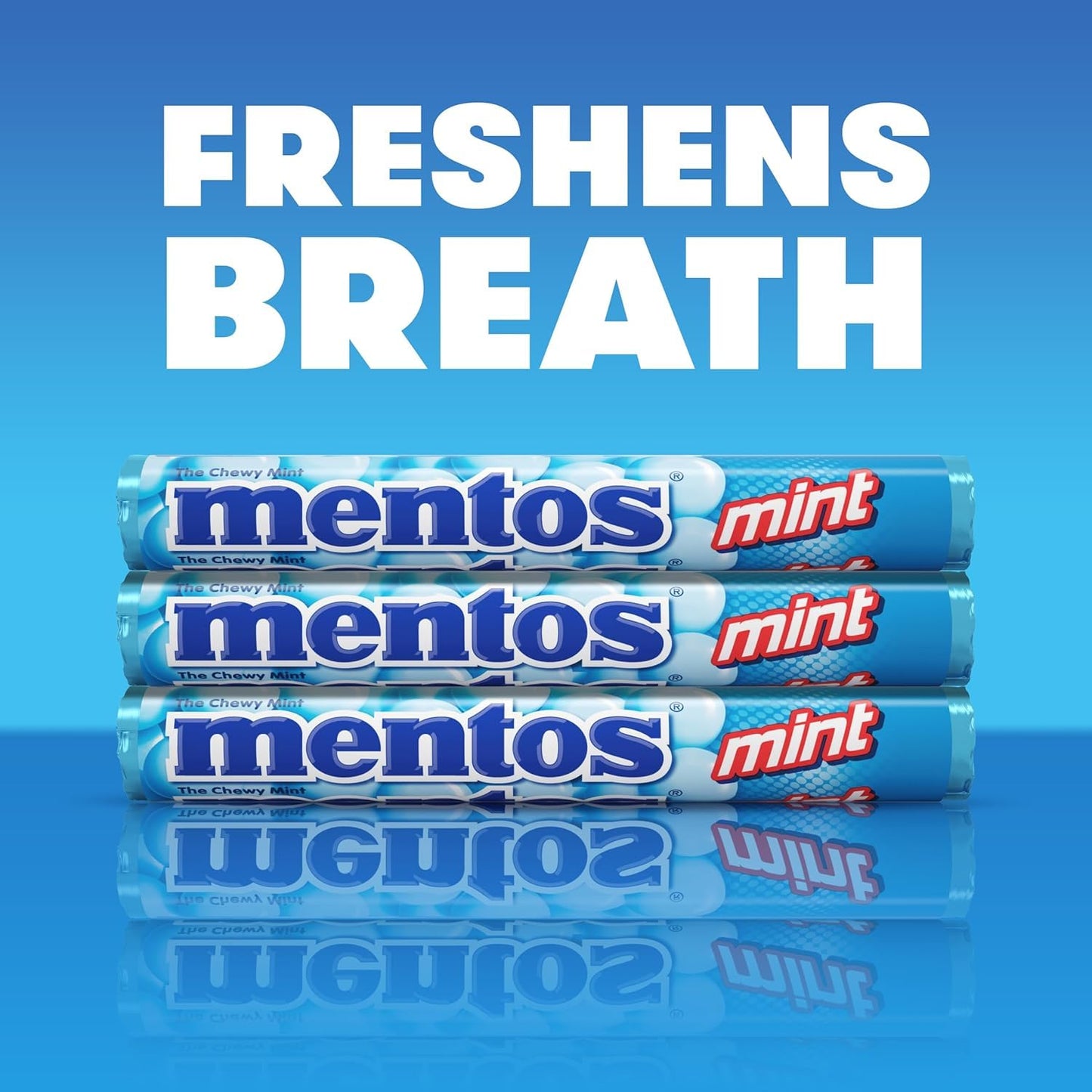 Mentos Chewy Mint Candy Roll, Mint Candies, 14 Pieces per Roll, 15 Count Party Pack