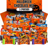 Halloween Chocolate Candy Assortment, 5 Lbs Bulk Individually Wrapped Halloween Trick or Treat Fun Size Bars, Milk Chocolate Variety Mix, Kids Goodie Bag Filler