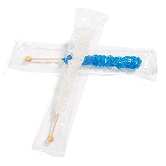 Hannukah Rock Candy Sugar Sticks - Kosher Certified - 18 Individually Wrapped Treats - Blue & White