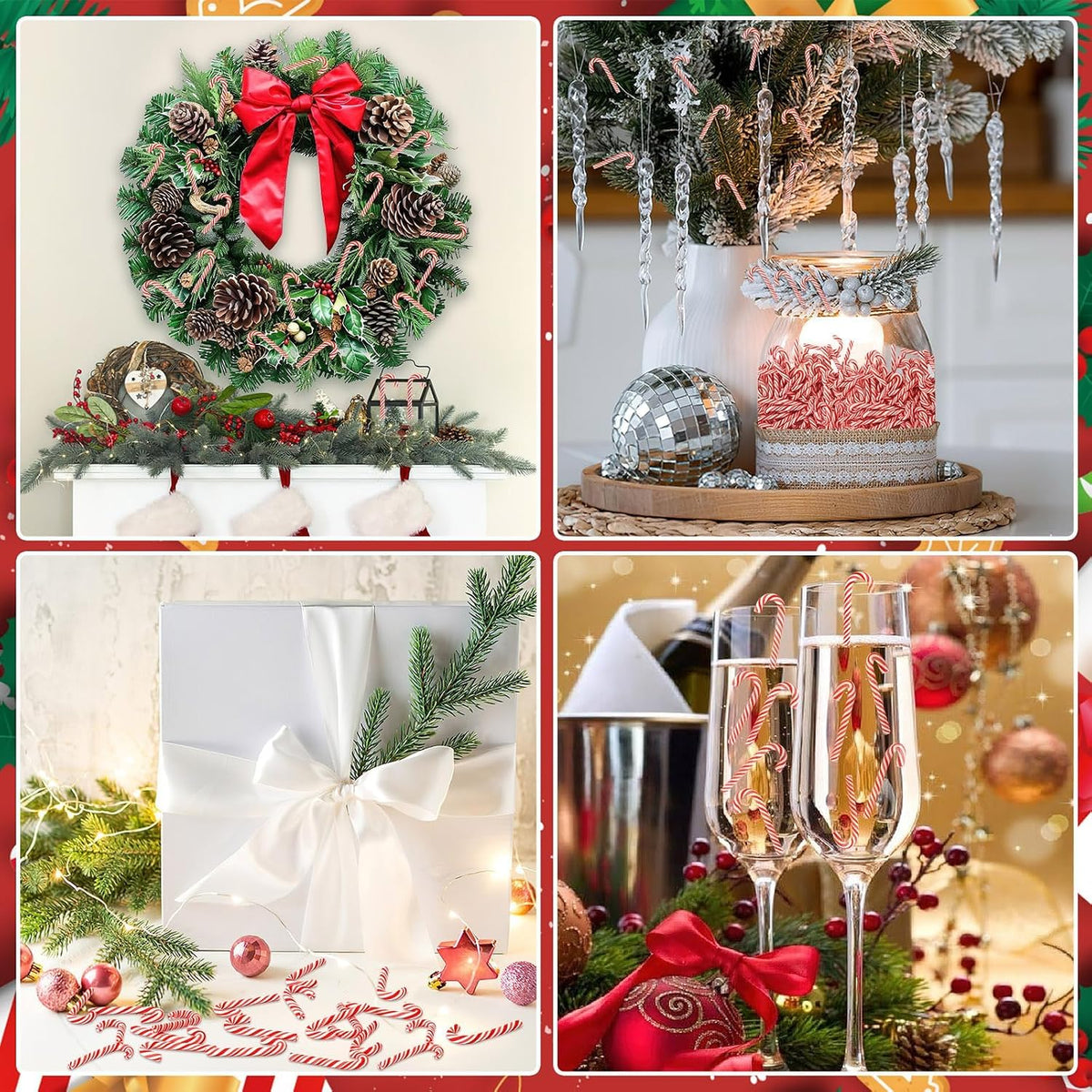 80Pcs Fake Mini Candy Canes for Christmas Crafts