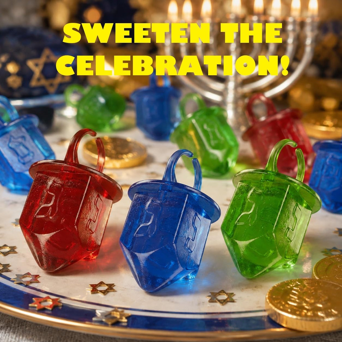 Hanukkah Dreidel Ring Shape Candy Lollipop Dreidels Assorted 18 Pops