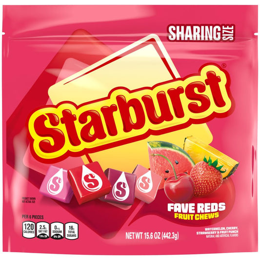 STARBURST Favereds Fruit Chews Candy, Chewy Candy, 15.6 Oz Sharing Size Bag