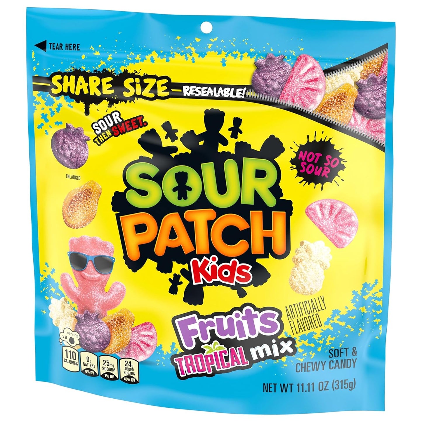 SOUR PATCH KIDS Fruits Tropical Mix Soft & Chewy Gummy Candy, 11.11 Oz