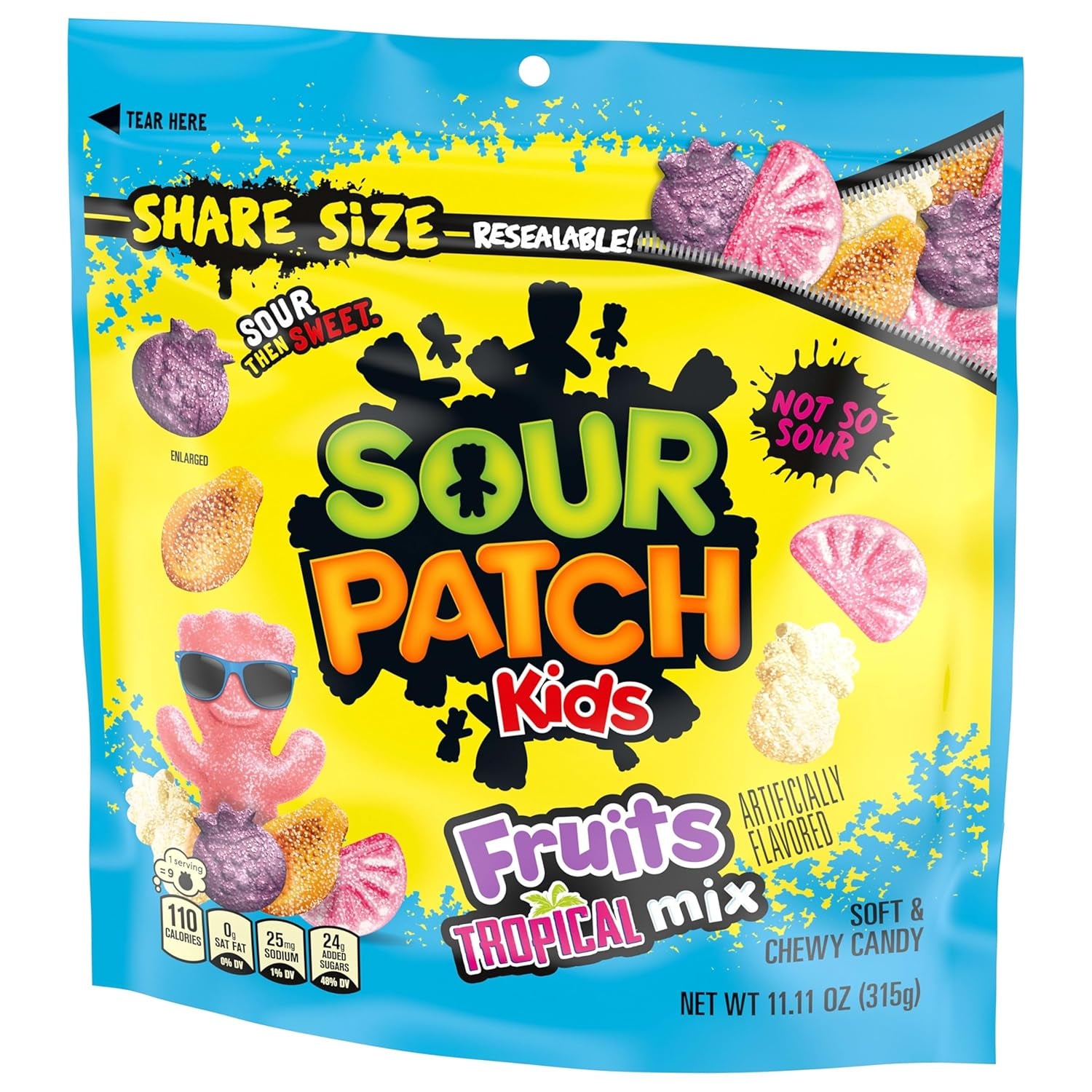 SOUR PATCH KIDS Fruits Tropical Mix Soft & Chewy Gummy Candy, 11.11 Oz