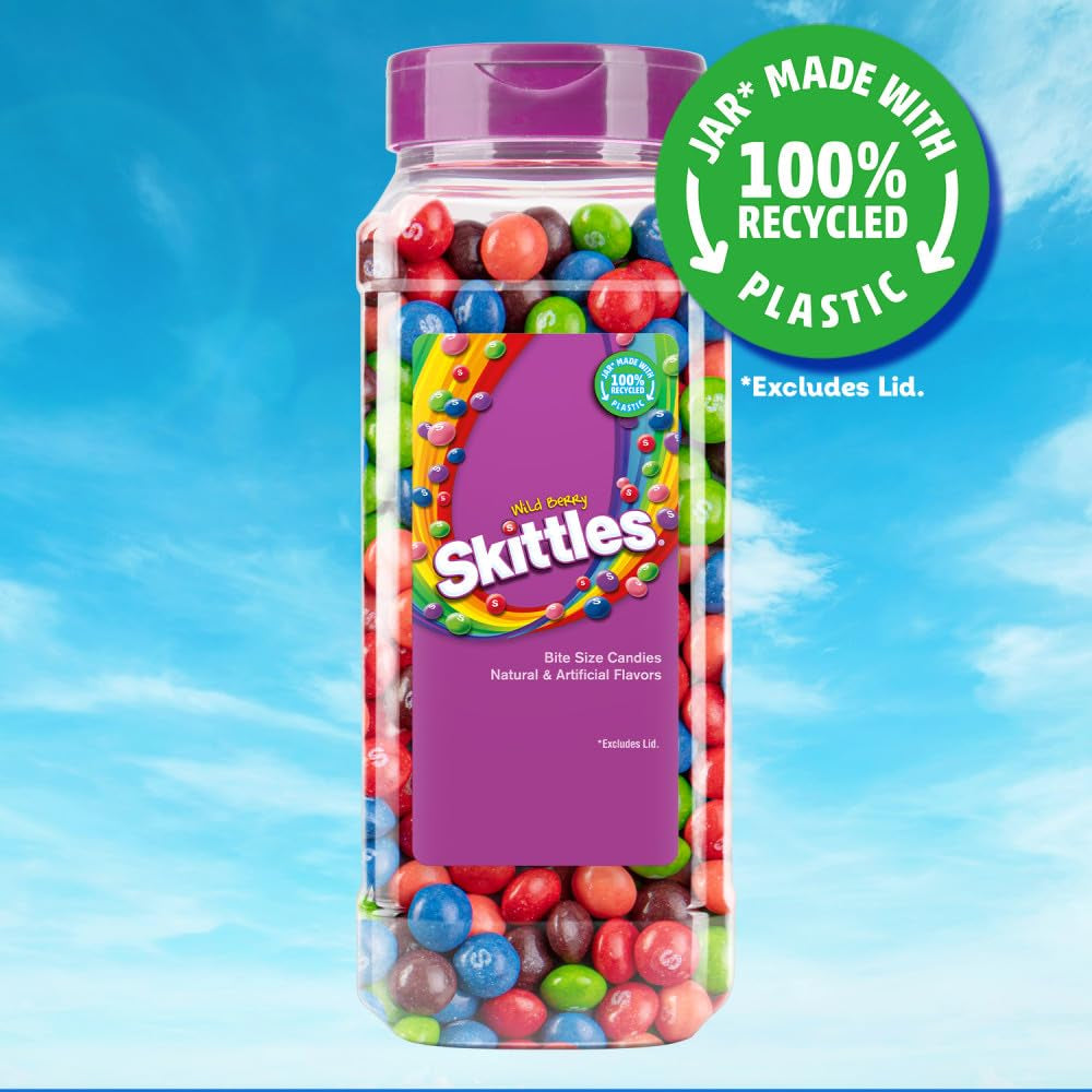 SKITTLES Wild Berry Chewy Fruit Flavor Candy 30Oz Resealable Bulk Candy Jar