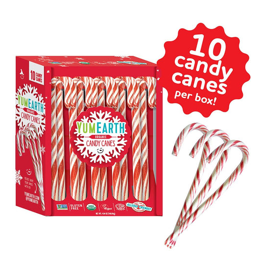 Yumearth Organic Peppermint Candy Canes, Full Size, 10 Count (Pack of 1)