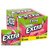 EXTRA Gum Sweet Watermelon Sugarfree, Bulk, Individually Wrapped, Flavor 15 Count, Pack of 10