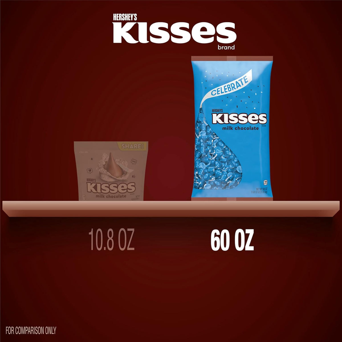 HERSHEY'S KISSES Milk Chocolate Candy Bulk Bag, Blue Foils, 60 Oz