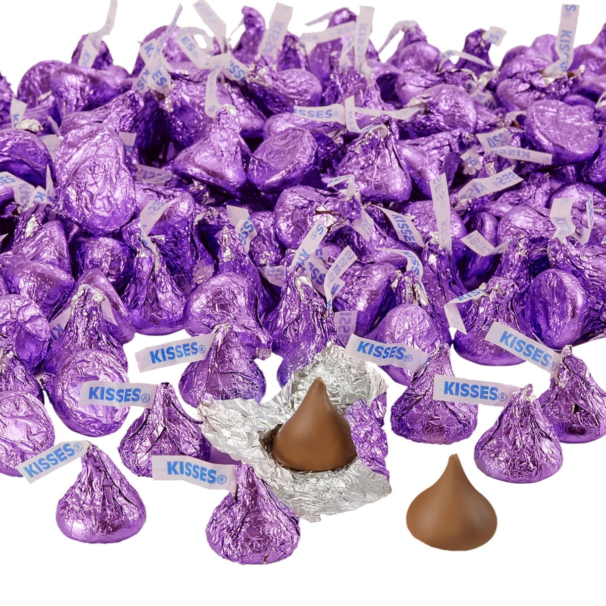 HERSHEY'S KISSES Milk Chocolate Candy Bulk Bag, Purple Foils, 60 Oz