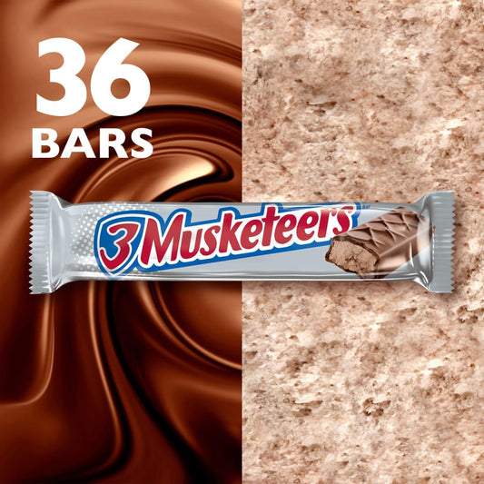 3 MUSKETEERS Milk Chocolate Candy Bars, Full Size, 36 Ct Bulk Candy Box