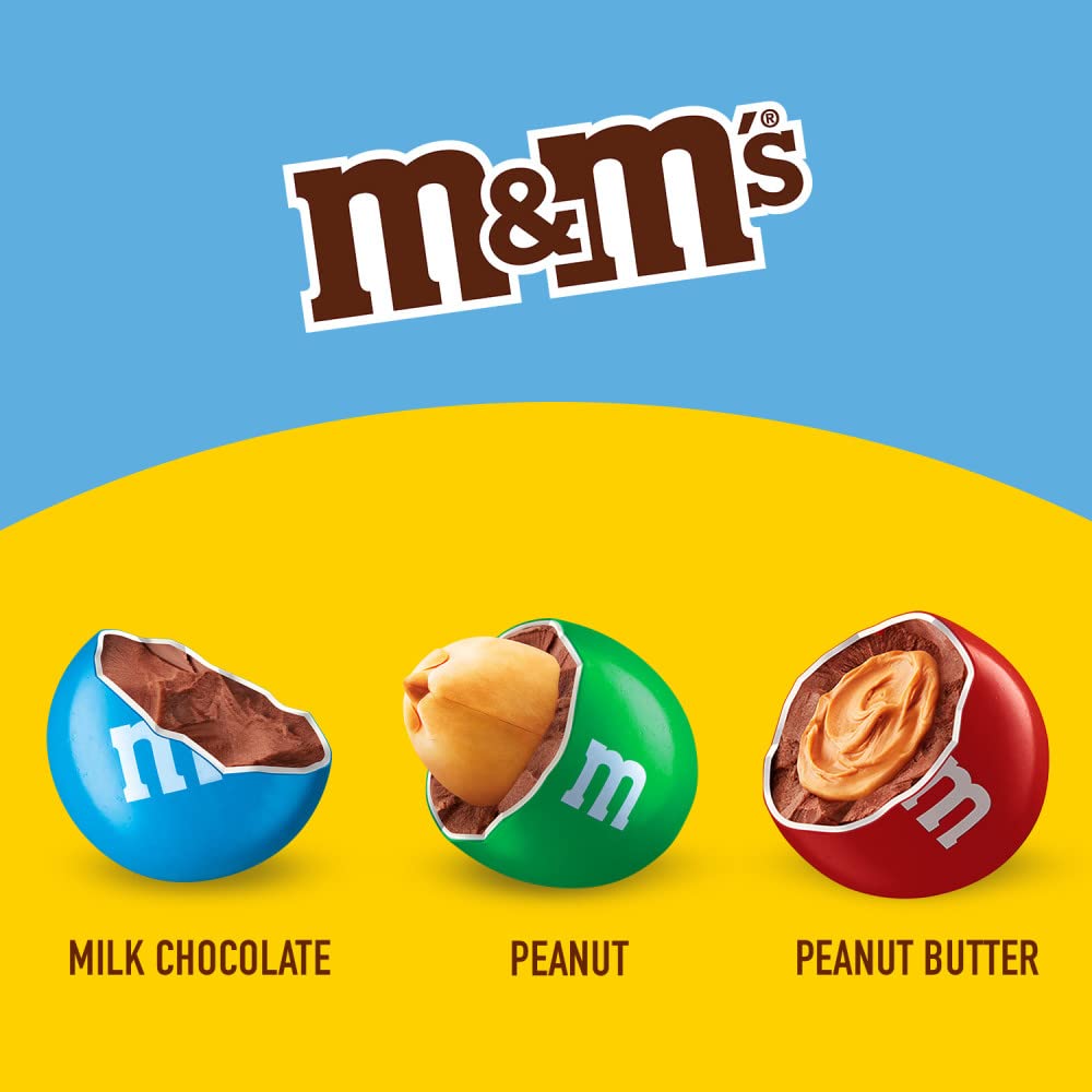 M&M's Milk Chocolate Candy, Bulk Candy Variety Pack, Full Size, Pack of 18