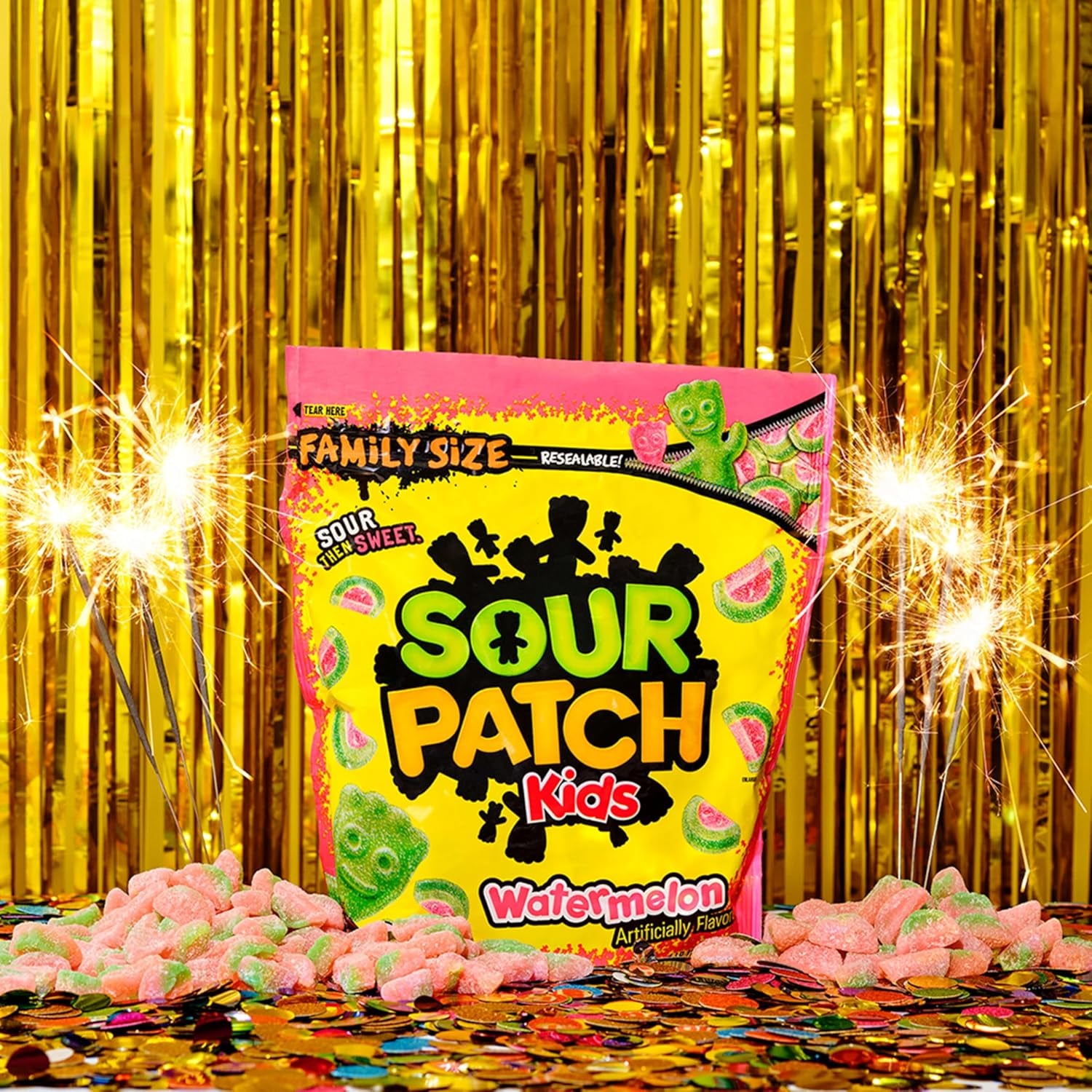 SOUR PATCH KIDS Watermelon Soft & Chewy Gummy Candy, Family Size, Bulk Candy, 1.8 Lb
