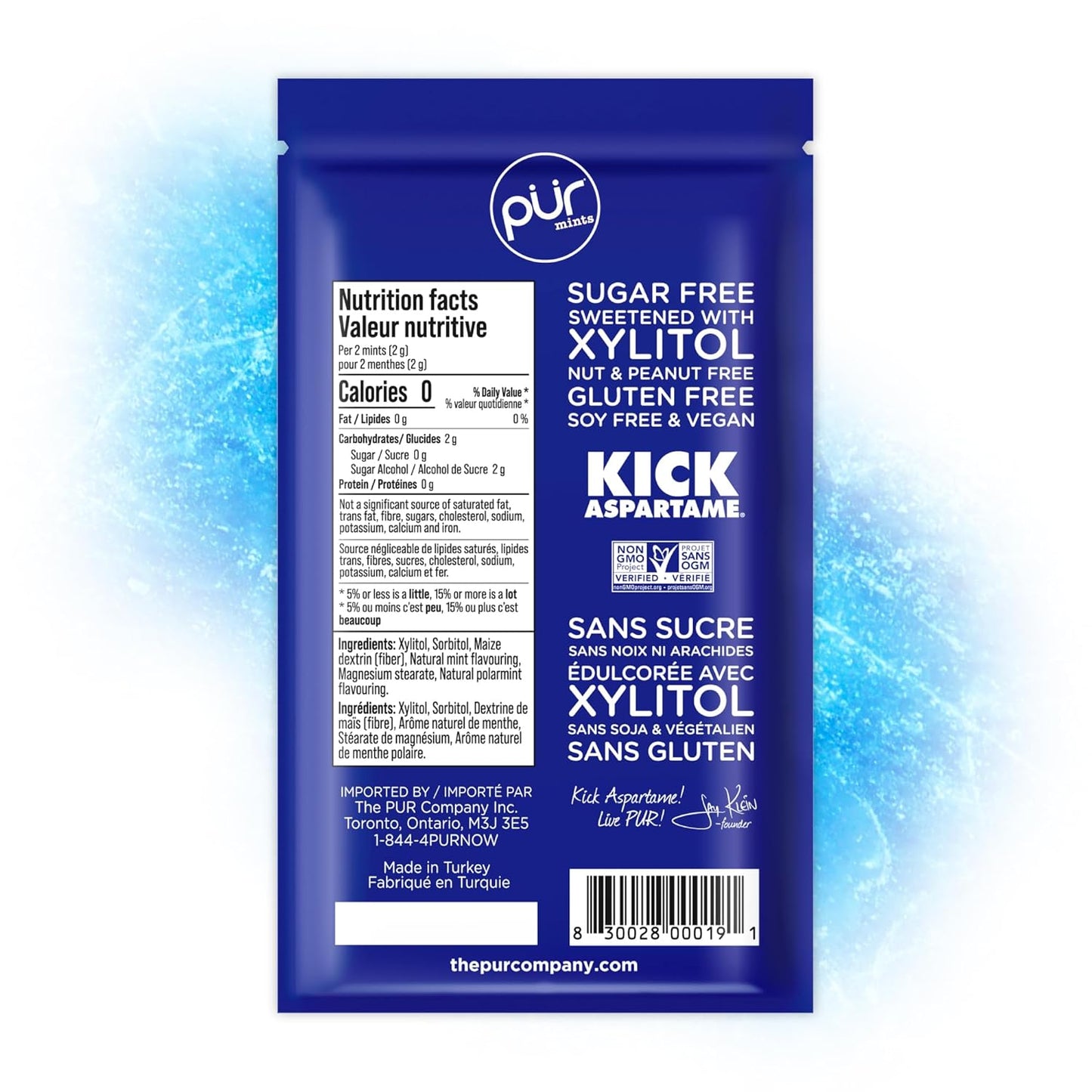 PUR Mints, Polar Mint, Xylitol Mints, No Artificial Flavor, 65 Count 