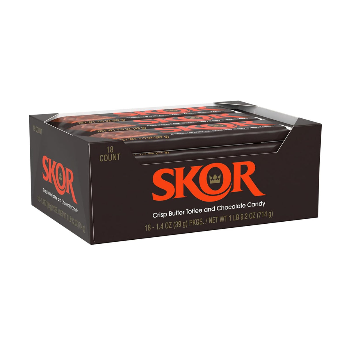 SKOR Crisp Butter Toffee Chocolate Candy Bars, 1.4 Oz, 18 Ct