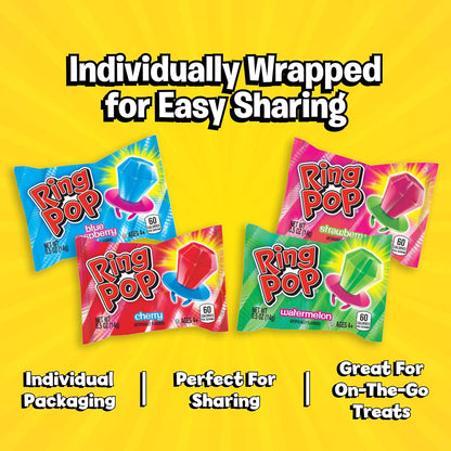 Ring Pop Lollipops - Bulk Candy Individually Wrapped Suckers Variety Party Pack- 20 Count
