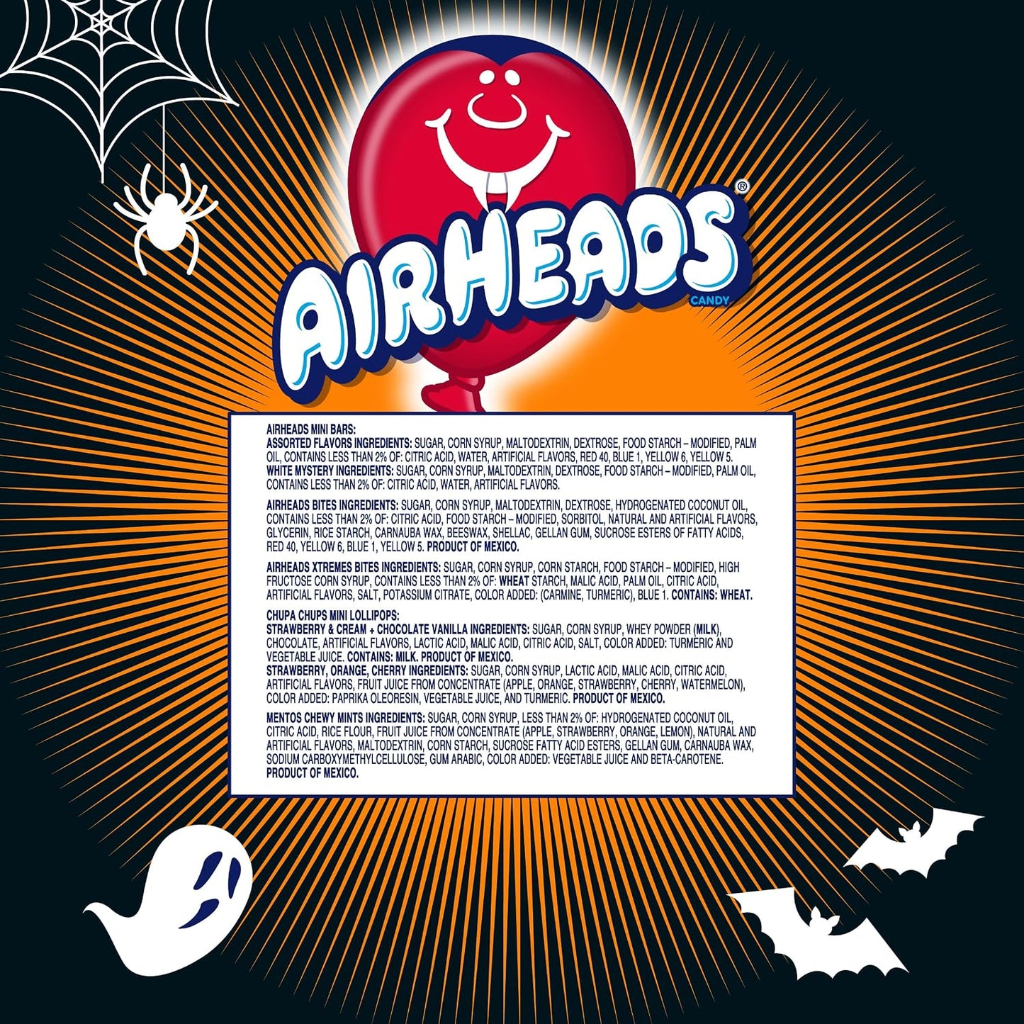 Airheads, Mentos, Chupa Chups Halloween Spooky Candy Mix, 65 Count Bag