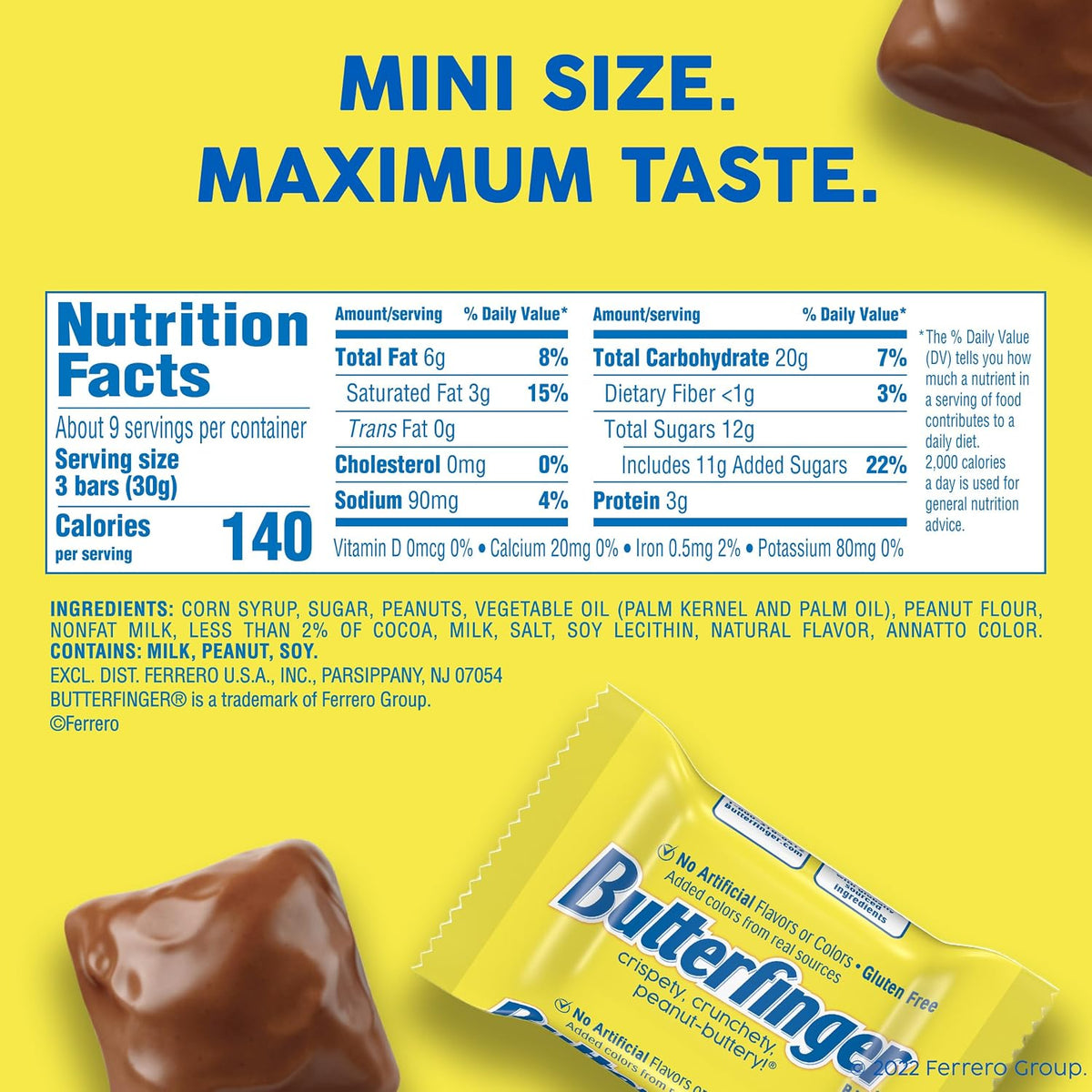 Butterfinger Minis Candy Bars Individually Wrapped, 8 Bags, 9.8 Oz Each