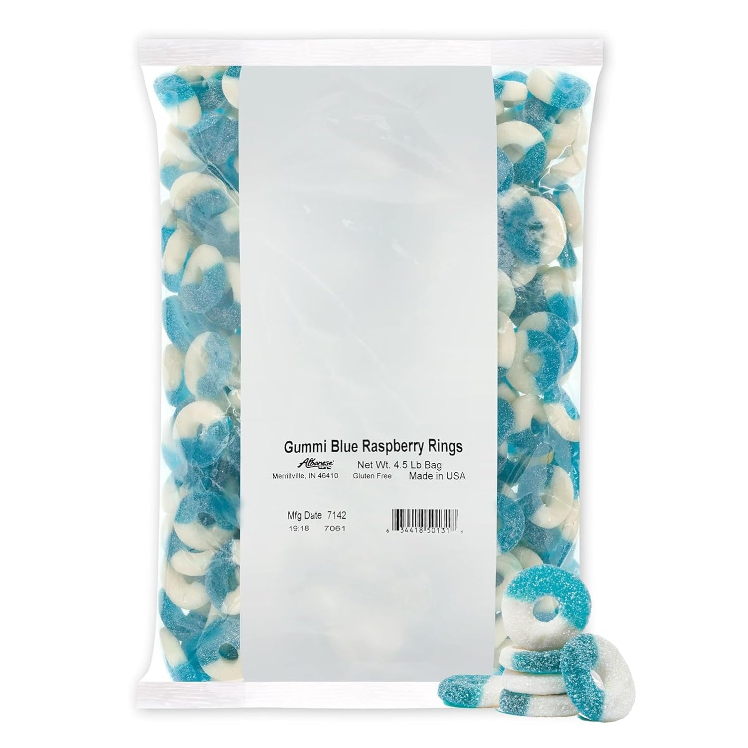 Albanese Candy, Gummi Blue Raspberry Rings, 4.5-Pound Bag