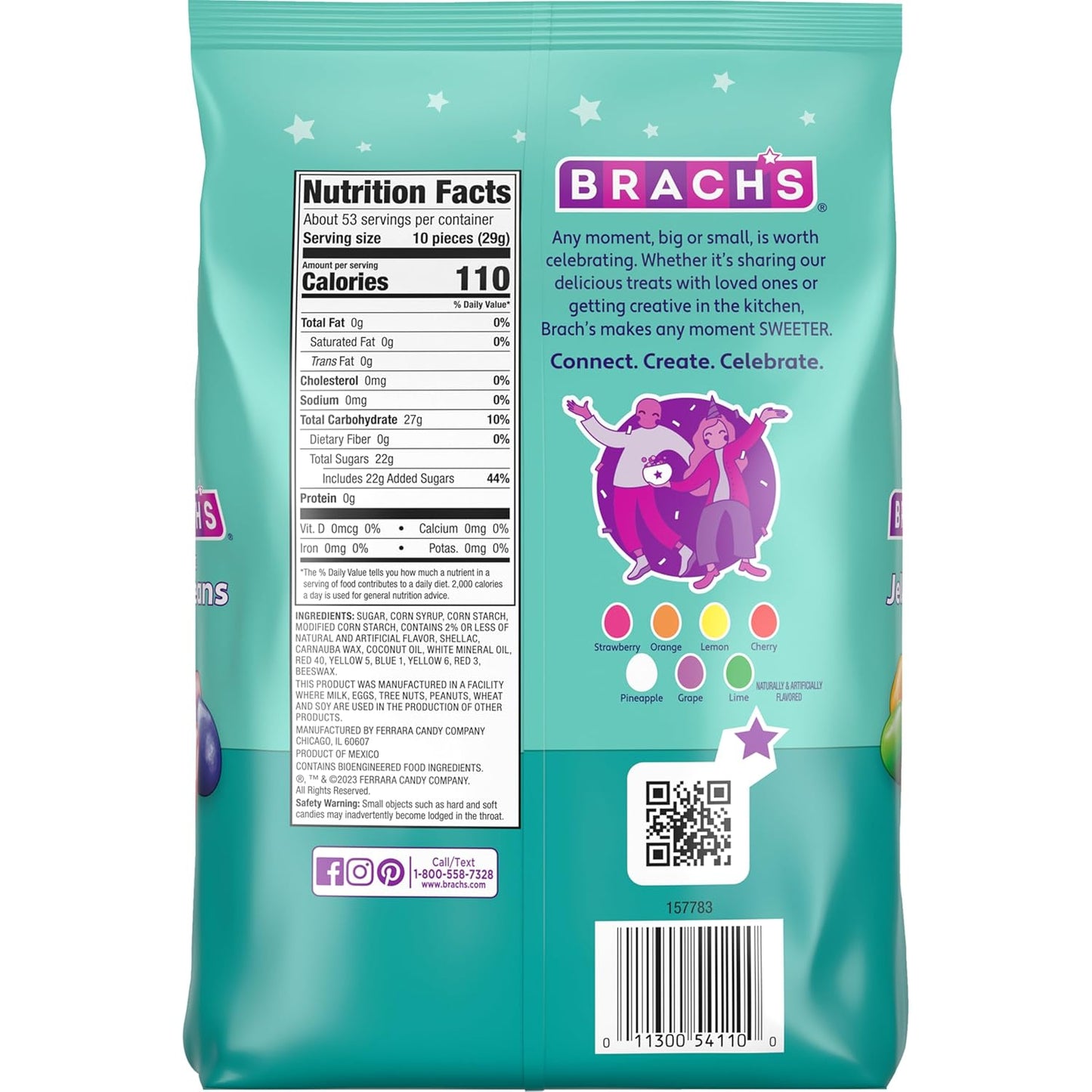 Brach's Classic Jelly Beans, Assorted Fruit Flavors, 54 Oz, 2 Ct | Pineapple, Lemon, Lime, Orange, Strawberry, Cherry, Grape