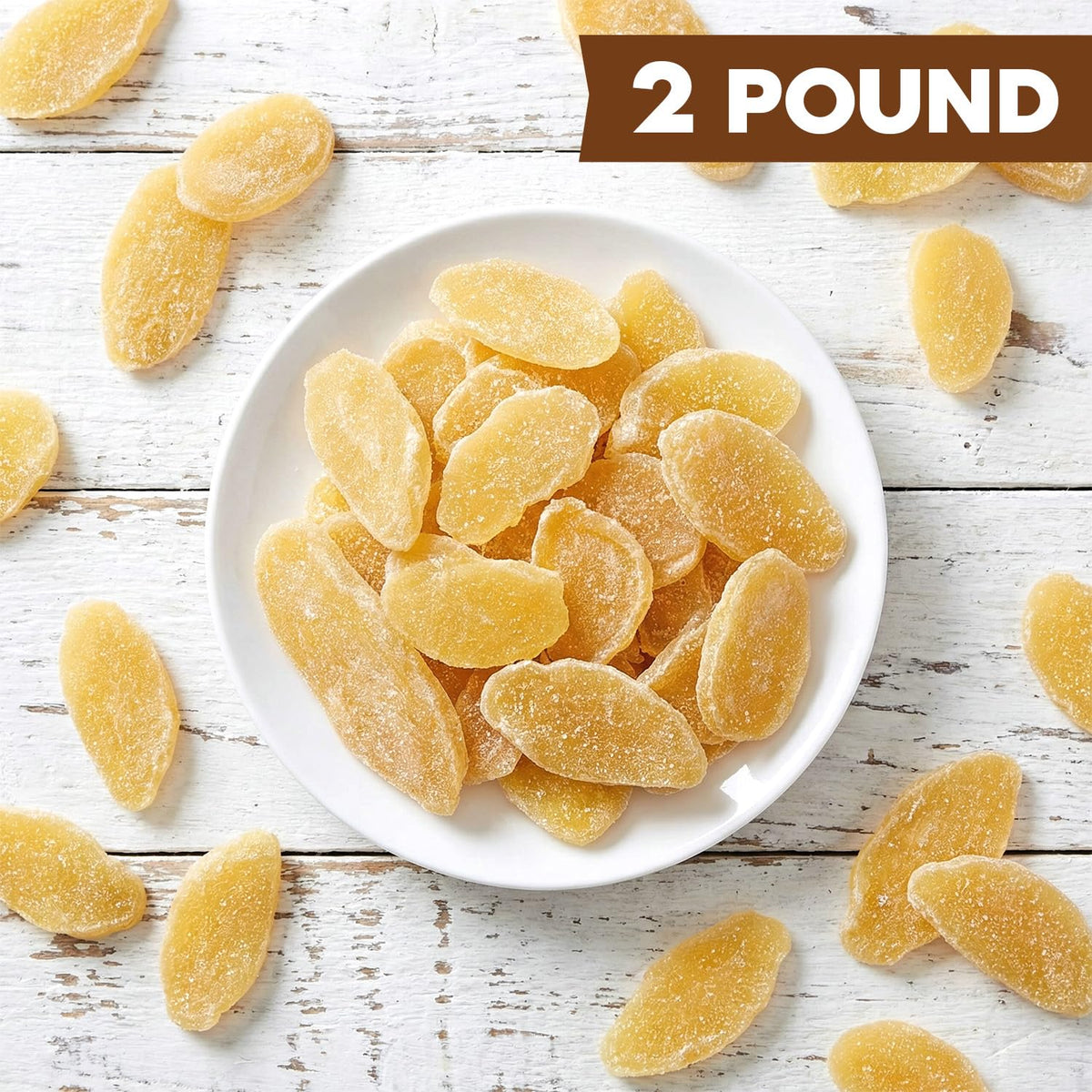 Bulk Dried Crystallized Ginger 2 Pound - Sweet & Spicy Candied Ginger Sugar