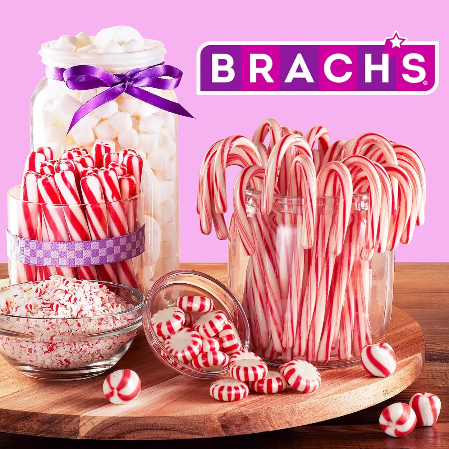 Brach's Sweet Stripes Soft Peppermint Candy, Individually Wrapped, 350 Ct