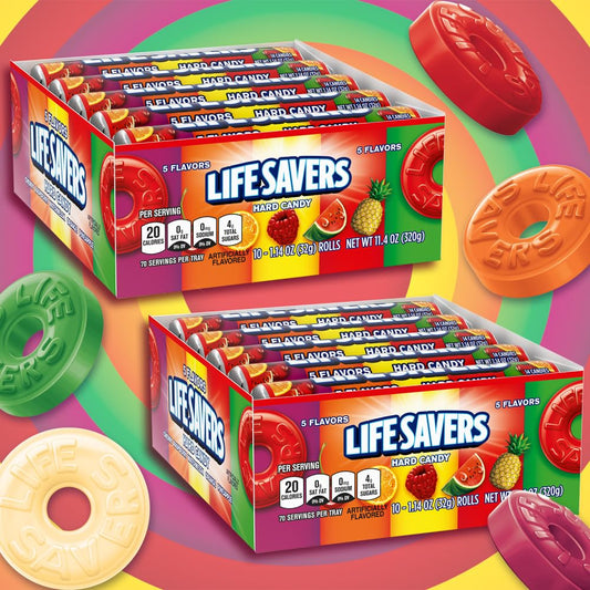 LIFE SAVERS 5 Flavors Hard Candy, Bulk, 1.14 Oz Roll, 20 Pack