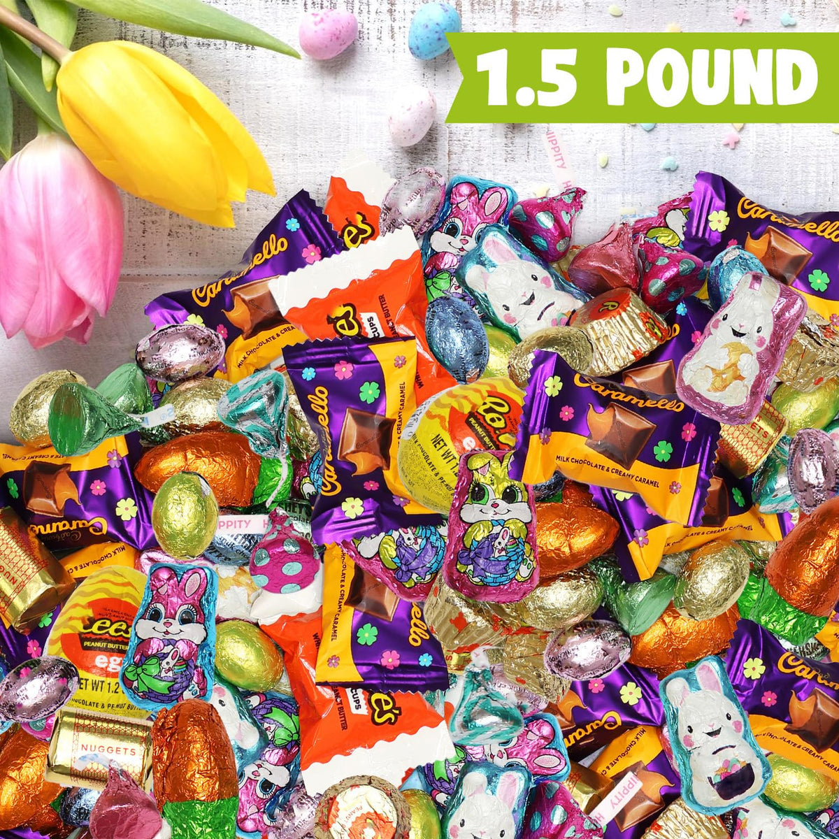 Bulk Chocolate Candy Mix - 1.5 Pound Assorted Individually Wrapped Chocolate Candies Variety Pack for Easter