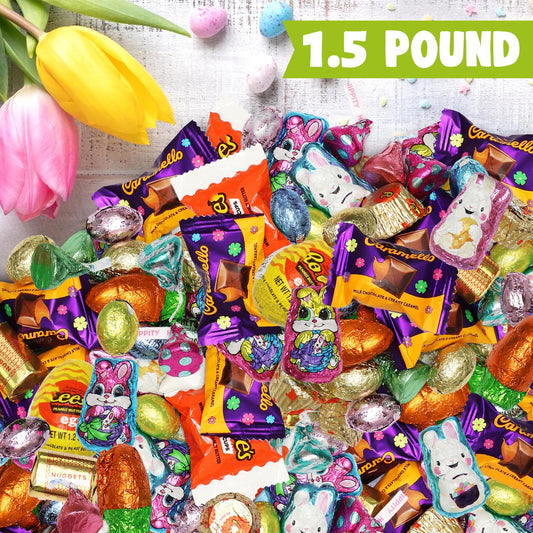 Bulk Chocolate Candy Mix - 1.5 Pound Assorted Individually Wrapped Chocolate Candies Variety Pack for Easter