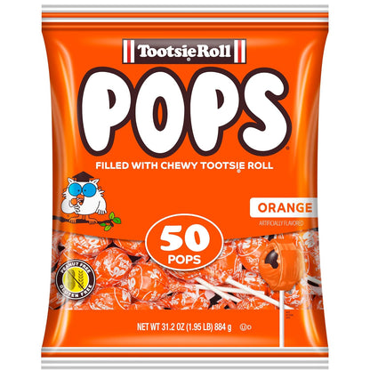 Tootsie Pops Orange Flavored Lollipops, 50 Count, 1.95Lb (Pack of 1)