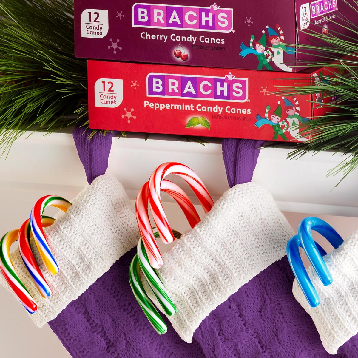 Brach's Red and White Peppermint Candy Canes, Classic Candy Canes, Christmas Candy, 5.3 Oz, 12 Count