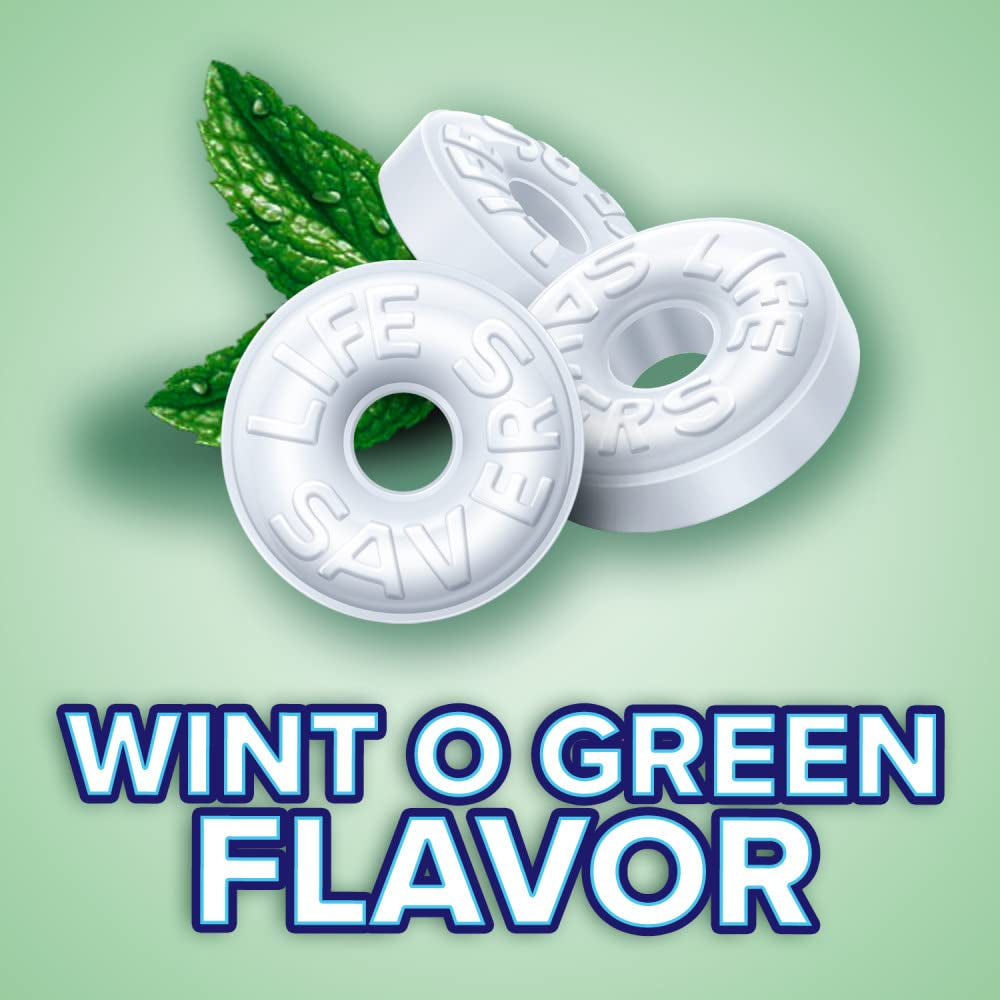 LIFE SAVERS Wint O Green Hard Mints, Individually Wrapped, Sharing, 13 Oz 