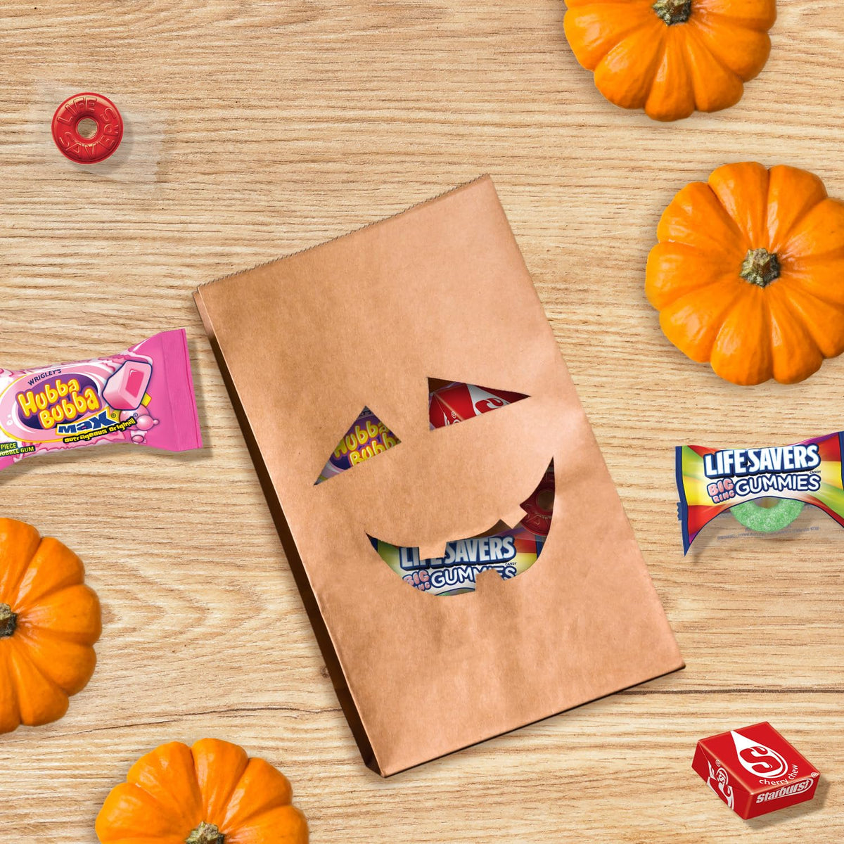 Starburst, Life Savers, Hubba Bubba & Life Savers Gummies Halloween Candy Mix, Assorted Chewy, Bubble Gum, and Hard Candy Individually Wrapped, 95 Ct Variety Bulk Bag