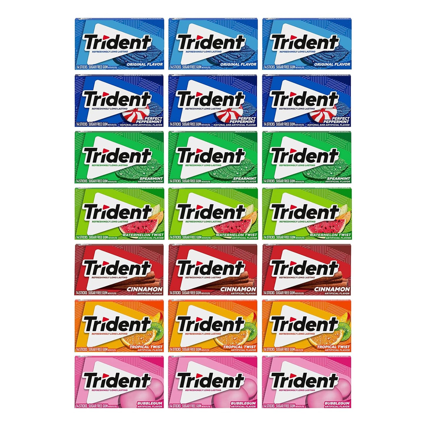 Trident Sugar-Free Gum Variety Pack – 21 Packs, 294 Pieces