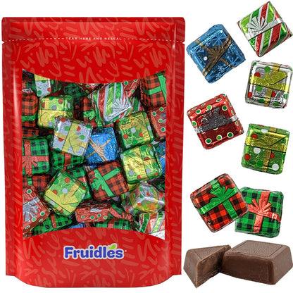 Fruidles Rich Christmas Chocolate Presents Squares Design, Smooth & Creamy Chocolate Presents (Half-Pound)