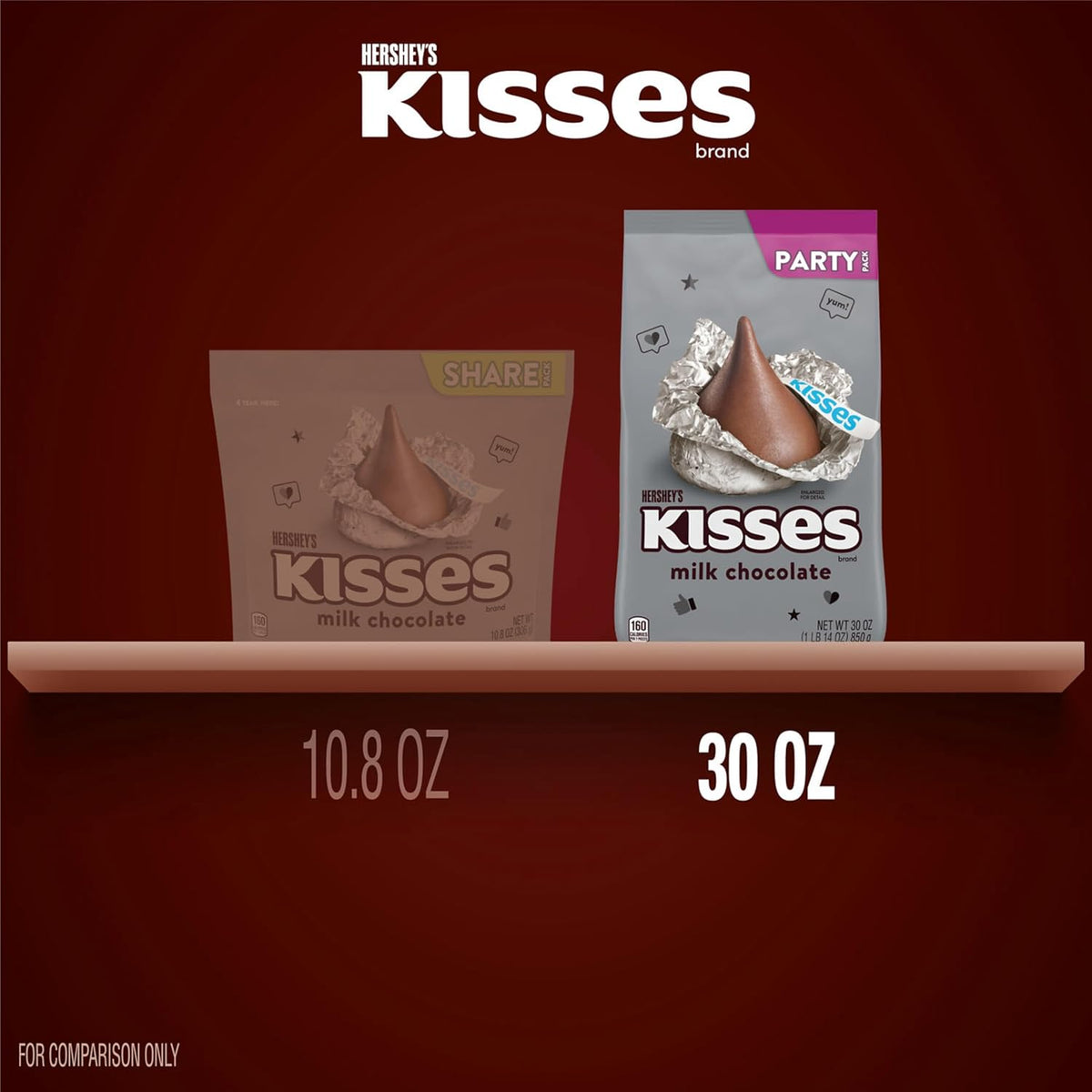 HERSHEY'S KISSES Milk Chocolate Candy Bulk Party Pack, 30 Oz