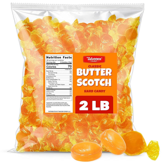 Butterscotch Hard Candy Discs Bulk 2Lb Holiday Candies - Individually Wrapped Butter Scotch Candies