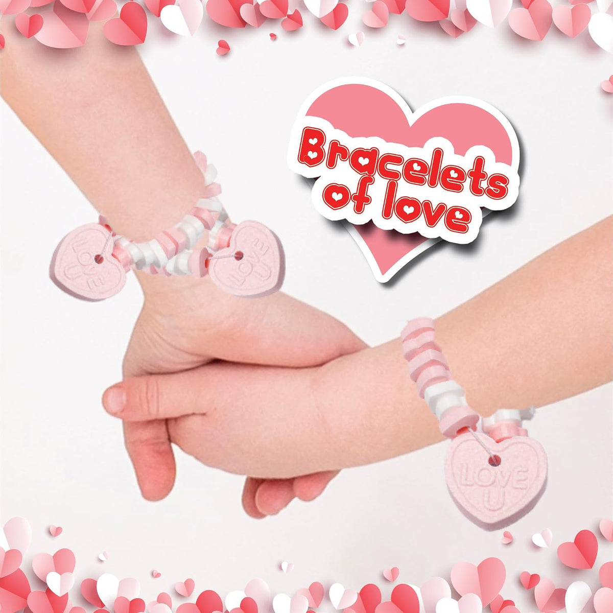 50 Candy Bracelets Individually Wrapped, Heart Candy Beads, Party Favors