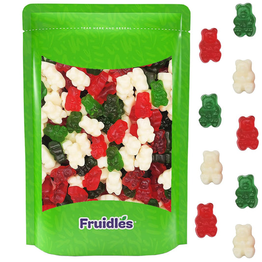 Fruidles Christmas Gummi Bears Candy, Red, White, and Green Delicious Gummies, Fun and Festive Holiday Snacking (Half-Pound)