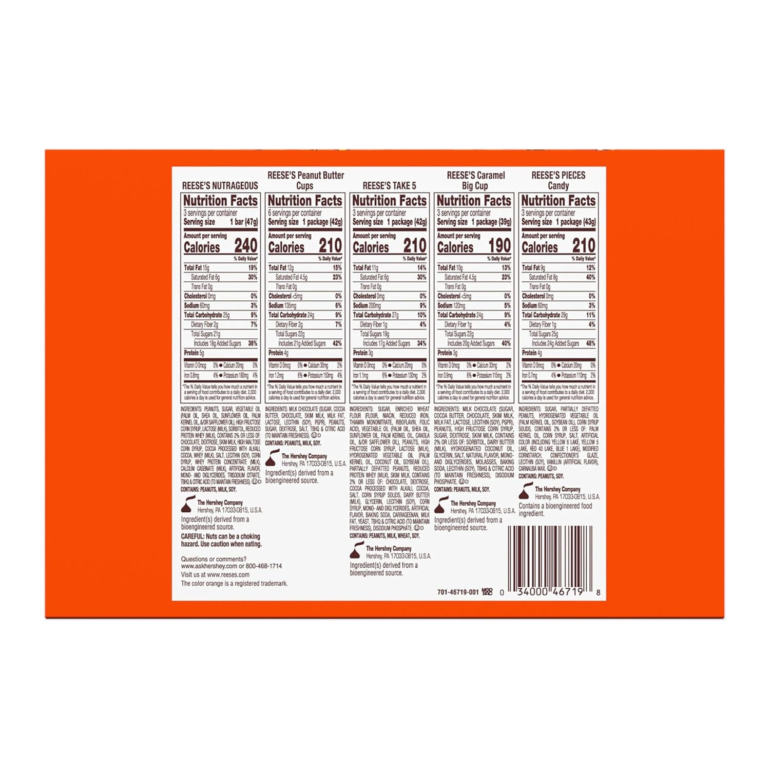 REESE'S Assorted Peanut Butter Candy Variety Pack, 27.2 Oz, 18 Ct