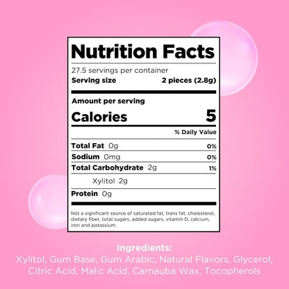 PUR Gum | Aspartame Free Chewing Gum | 100% Xylitol | Natural Bubblegum Flavored Gum, 55 Pieces (Pack of 1)