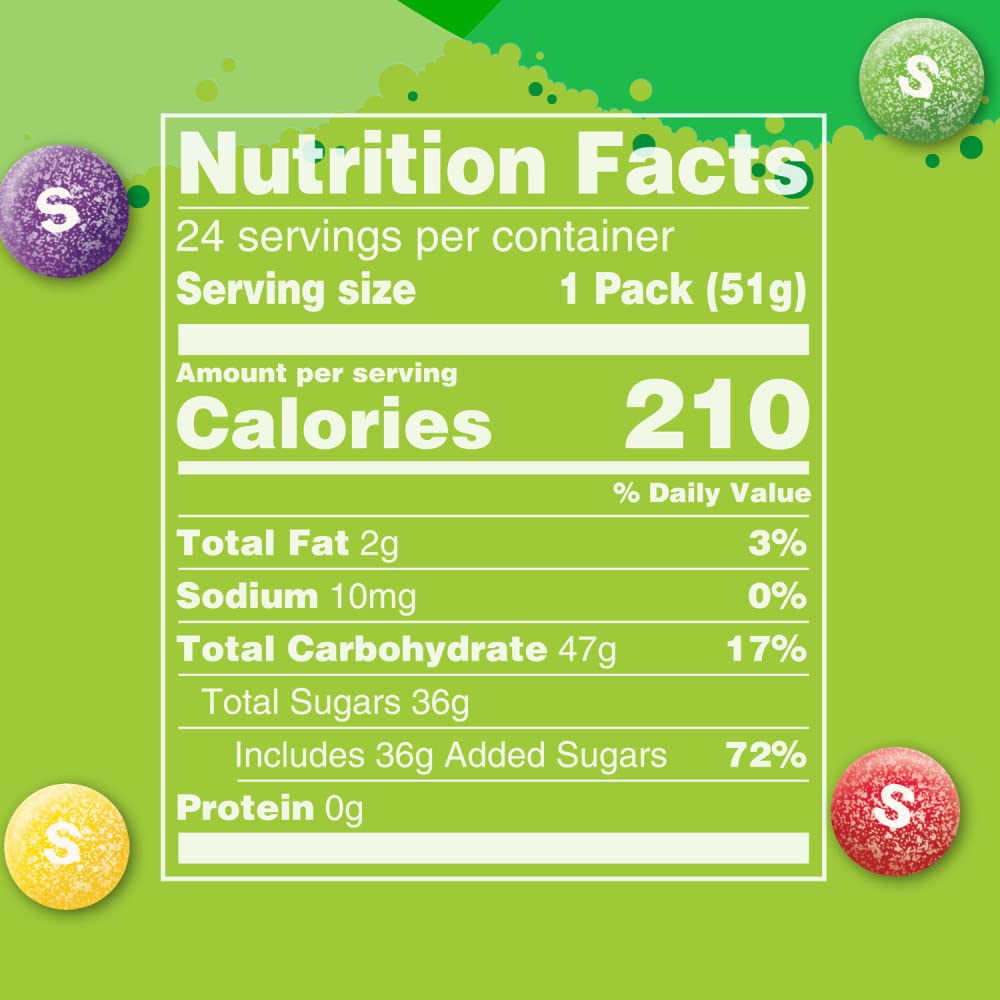SKITTLES Sours Individually Wrapped Full Size Chewy Sour Candy Packs, 24 Ct Bulk Box